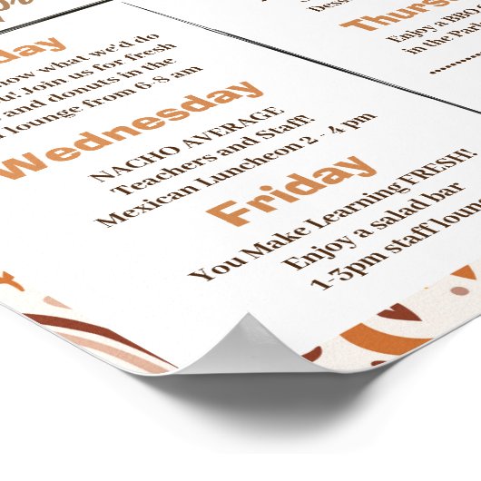 先生感謝の週の旅程を編集可能 ポスター (角)