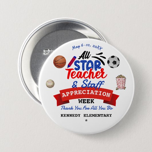 先生感謝ウィークすべてのスタースクール名 缶バッジ (正面&裏面)