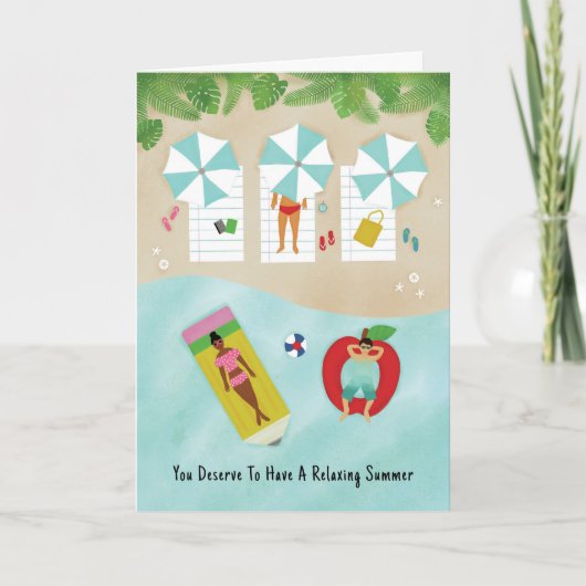 先生感謝ウィーク夏ビーチ休暇 サンキューカード (正面)