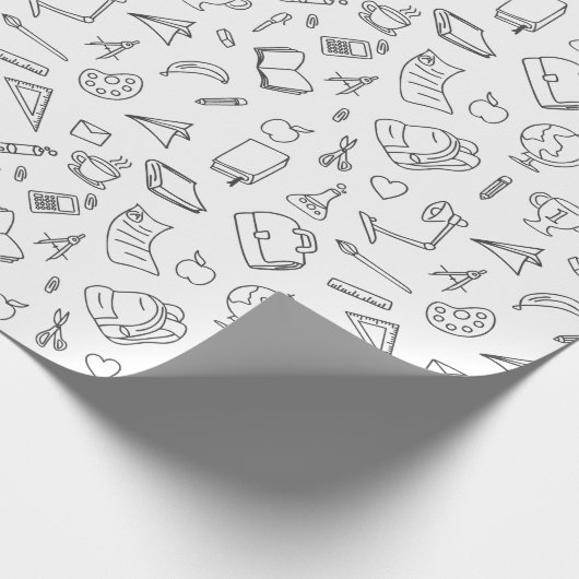 先生感謝ギフトスクールをテーマにした小学校 ラッピングペーパー (角)