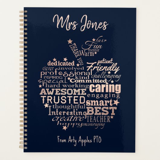 先生感謝ギフト金ゴールドグリッターハートツリー プランナー手帳 (正面)