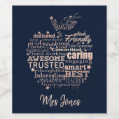 先生感謝ギフト金ゴールドグリッターリンゴ ワインラベル (シングルラベル)