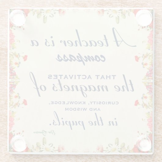 先生感謝ギフトA先生は羅針盤 ガラスコースター (裏面)