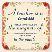 先生感謝ギフトA先生は羅針盤 スクエアペーパーコースター (正面)