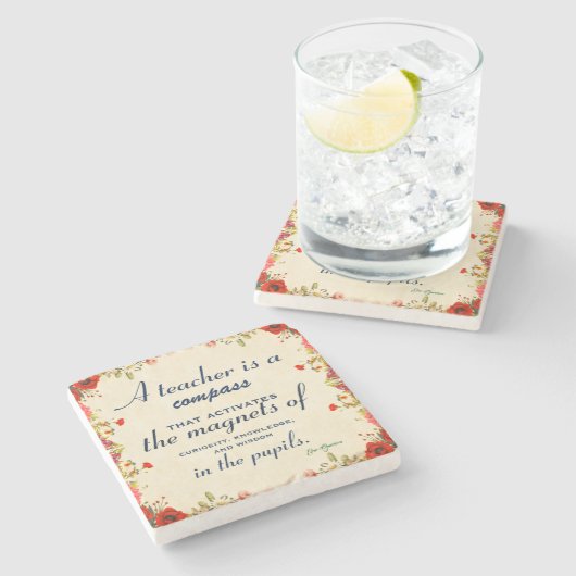 先生感謝ギフトA先生は羅針盤 ストーンコースター (横)
