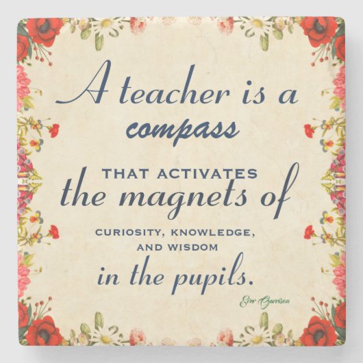 先生感謝ギフトA先生は羅針盤 ストーンコースター (正面)