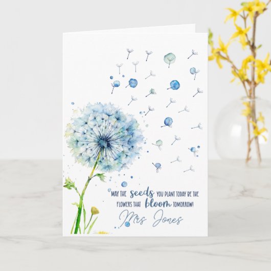 先生感謝ギフトdandelion指紋 カード (黄色い花)