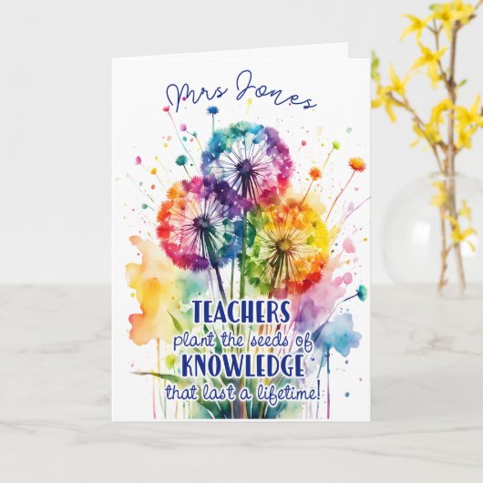 先生感謝ギフトdandelion種子 カード (黄色い花)