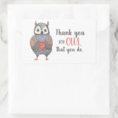 先生感謝フクロウありがとう 長方形シール (バッグ)