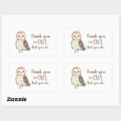 先生感謝フクロウありがとう 長方形シール (シート)