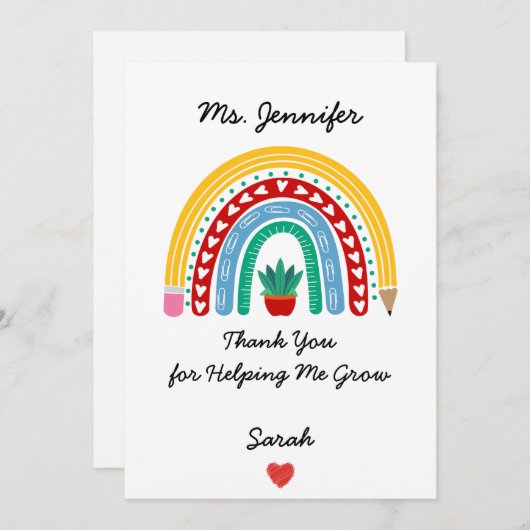 先生感謝メッセージと感謝の意カスタム味 シーズンカード (正面/裏面)