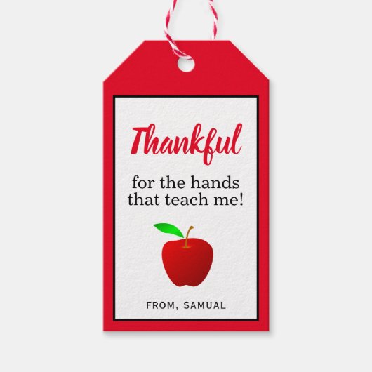 先生感謝レッドアップル感謝 ギフトタグ (正面)