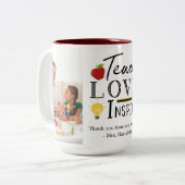 先生感謝写真贈パーソナライズされた与 ツートーンマグカップ (正面左)