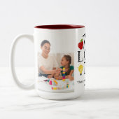 先生感謝写真贈パーソナライズされた与 ツートーンマグカップ (左)
