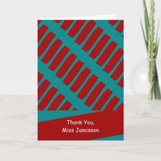 先生感謝日グリーティングカード，ターコイズ サンキューカード (正面)