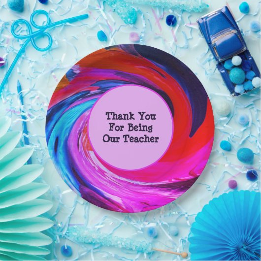 先生感謝絞り染め教室ありがとう ペーパープレート (パーティー)