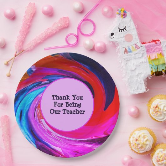 先生感謝絞り染め教室ありがとう ペーパープレート (パーティー)