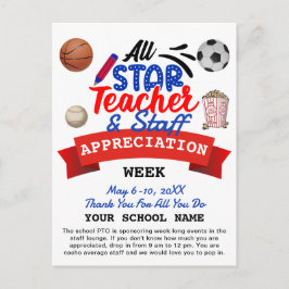 先生感謝週間すべてのスターPTOの旅程 ポストカード