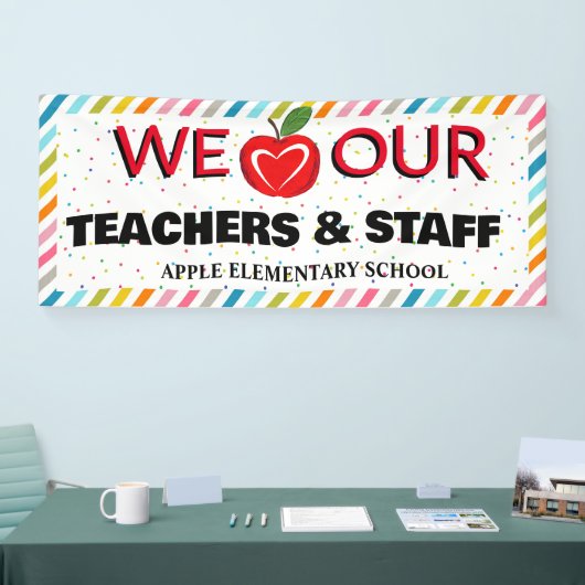 先生感謝週間カラフル赤りんご 横断幕 (トレードショー)