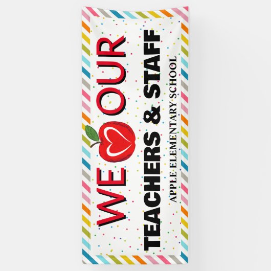 先生感謝週間カラフル赤りんご 横断幕 (縦)