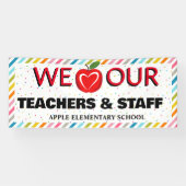 先生感謝週間カラフル赤りんご 横断幕 (横)