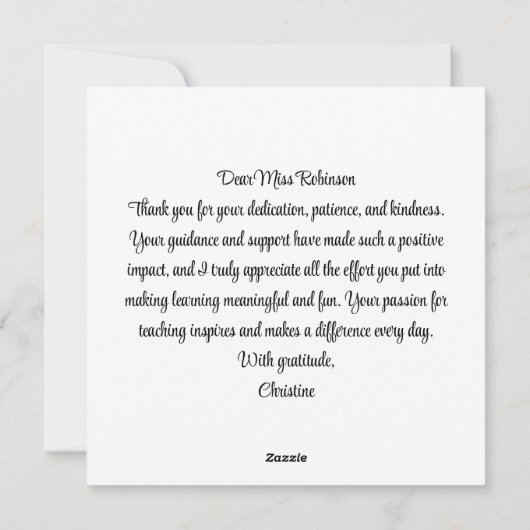 先生感謝 シーズンカード (裏面)