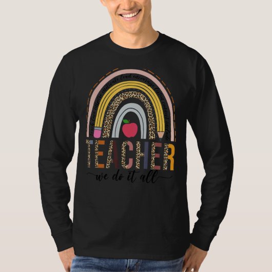 先生我々はそれをすべて行うヒョウBOHOレインボー Tシャツ (正面)