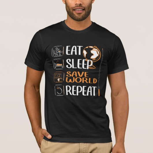 先生救ワールド。学校、レッスン、教えの Tシャツ (正面)
