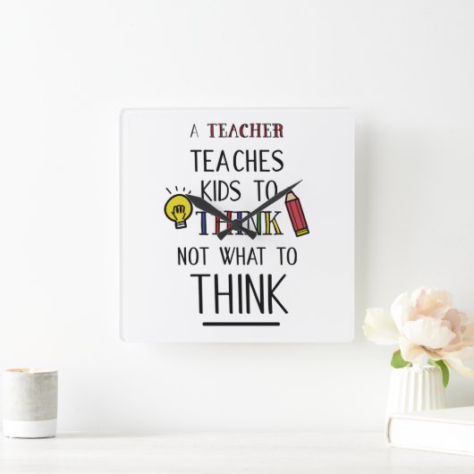 先生教えが何を求め考えな考えいか スクエア壁時計 (ホーム)