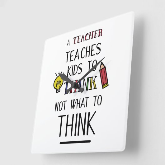 先生教えが何を求め考えな考えいか スクエア壁時計 (傾斜)