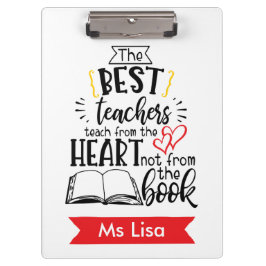 先生教えのハートパーソナライズされたクリップボード クリップボード