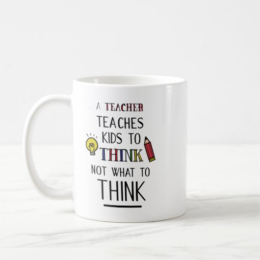 先生教えの子供が考え何をして考えいないか コーヒーマグカップ (左)