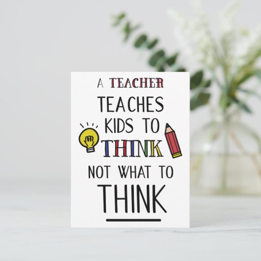 先生教えの子供が考え何をして考えいないか ポストカード (スタンド正面)