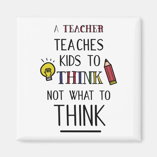 先生教えの子供が考え何をして考えいないか マグネット (正面)