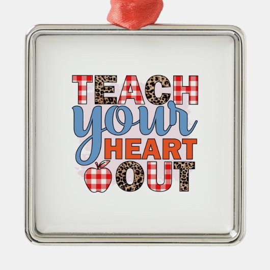 先生教えハート メタルオーナメント (正面)