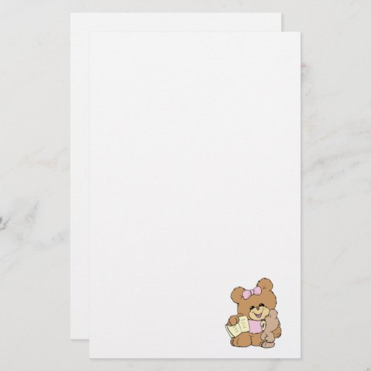 先生教えベビーテディベアデザイン 便箋 (正面/裏面)