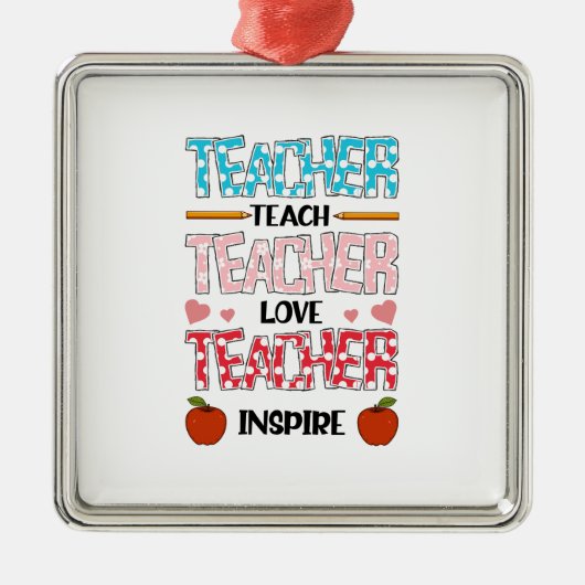 先生教え先生ラブ先生インスパイア メタルオーナメント (正面)