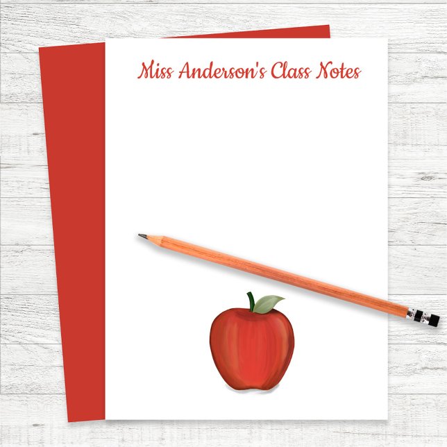 先生教室かわいいパーソナライズされた レターヘッド (Red apple custom teacher paper sheets. Perfect for any classroom.)