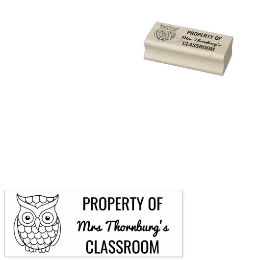 先生教室のフクロウのプロパティ ラバースタンプ (押印)