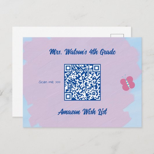 先生教室ウィッシュリストQRコードカスタム ポストカード (正面/裏面)