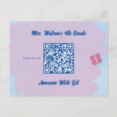 先生教室ウィッシュリストQRコードカスタム ポストカード (正面)