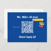 先生教室サプライリストQRコードモンキー ポストカード (正面/裏面)