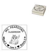 先生教室スタンプとApple – 木製切手 ラバースタンプ (押印)