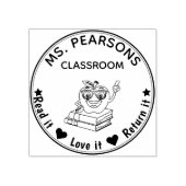 先生教室スタンプとApple – 木製切手 ラバースタンプ (インプリント)