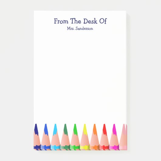 先生教室名かわいい虹の鉛筆  ポストイット (正面)