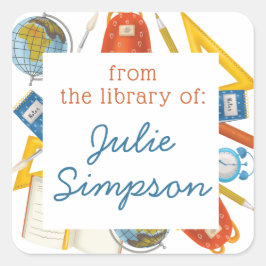 先生教室蔵書票 スクエアシール