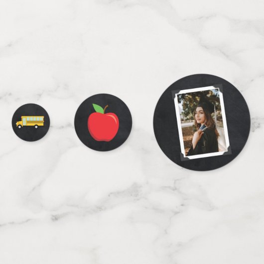 先生教育カルクボード卒業ポートレート コンフェッティ (裏面)