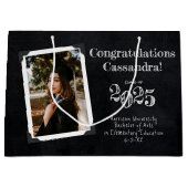 先生教育カルクボード卒業ポートレート ラージペーパーバッグ (正面)