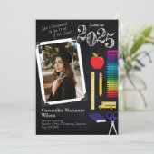 先生教育カルクボード卒業ポートレート 招待状 (スタンド正面)