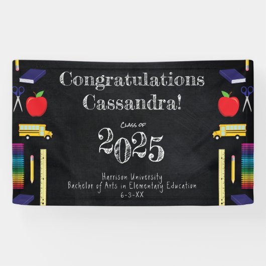 先生教育カルクボード卒業 横断幕 (横)